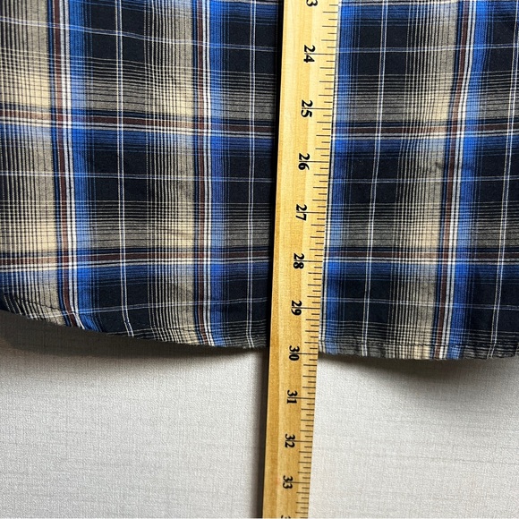 Wrangler Blue and Brown Casual Button‎ Down Shirt - Picture 4 of 8